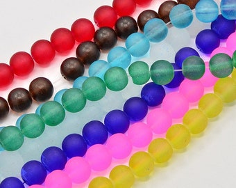 Frosted Glass Beads 10mm Glass Beads Assorted Beads Lot Wholesale Beads BULK Beads 10mm Beads Mixed Beads Set 50pcs