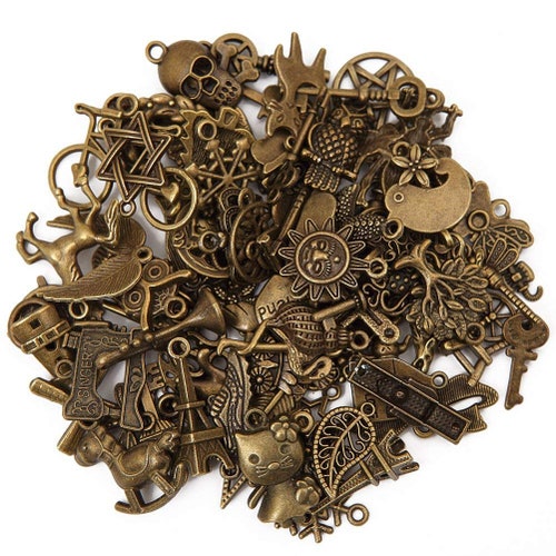 Bronze Charms Set Antiqued Bronze Pendants Mixed Charms Etsy