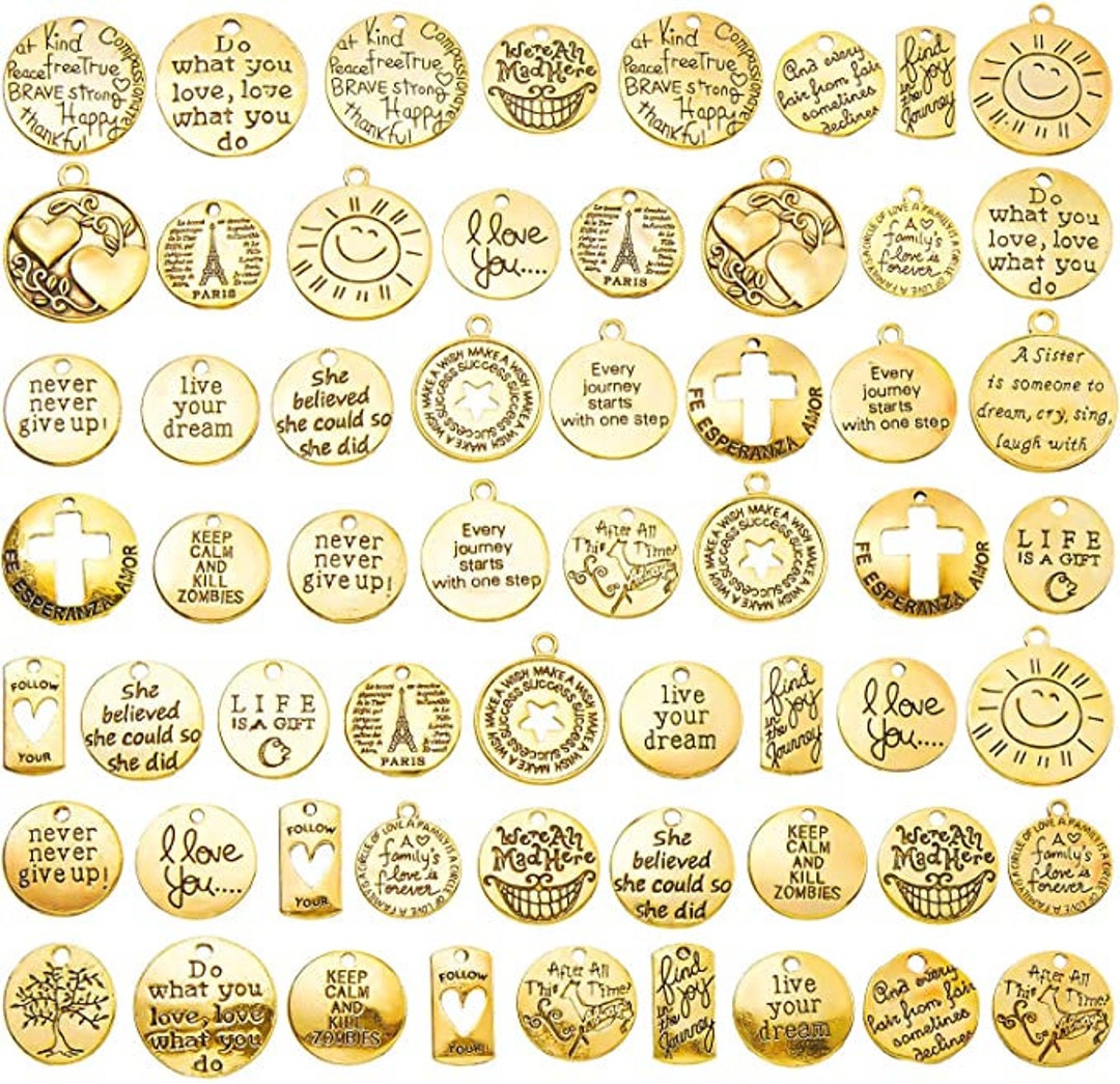 Quote Charms Word Charms Antiqued Gold Word Pendants Gold Word Charms