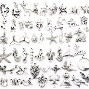 Animal Charms Set Antiqued Silver Charms BULK Charms Mixed Charms Wildlife Charms Wholesale Charms 100pcs