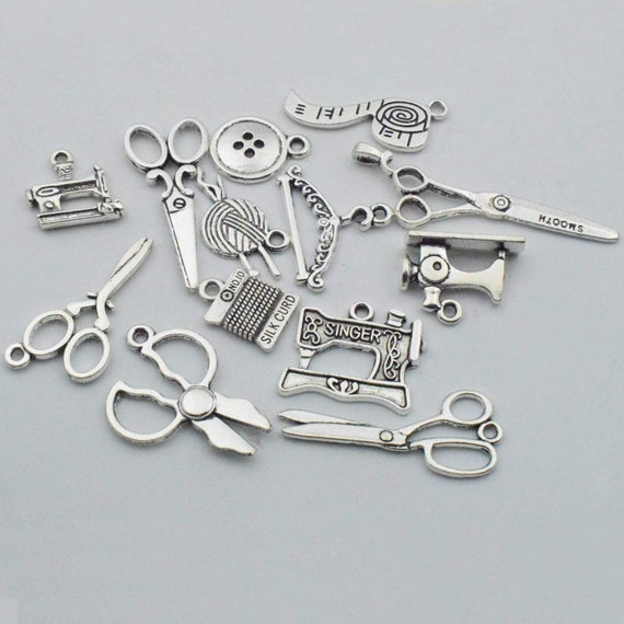 Sewing Charms Antiqued Silver Charms Seamstress Charms Tailor
