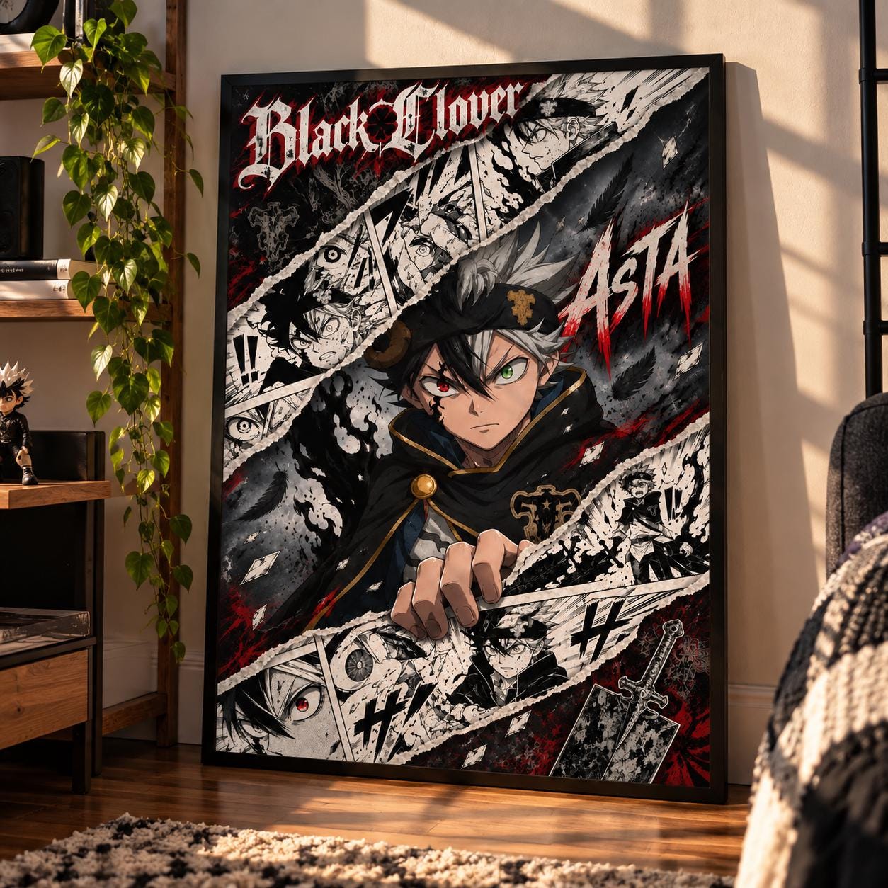 Asta Black Clover Wall Art - Etsy