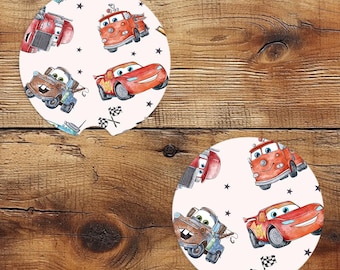 Disney Movie Cars Car Coasters, Lighting McQueen Car Coasters, Mater Car Coasters