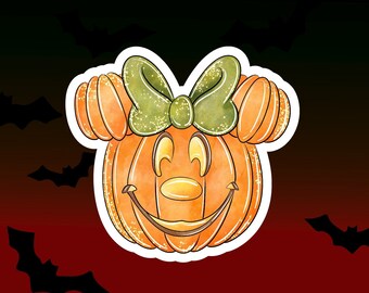 Halloween Minnie Mouse Pumpkin Sticker, Disney Sticker Decal