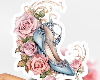Disney Cinderella Shoe Slipper Sticker, Cinderella Shoe Sticker Decal,