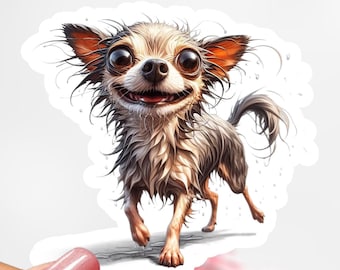 Autocollant mignon en forme de chihuahua, autocollant pour chien