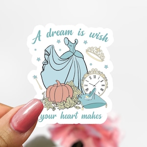 Disney Cinderella’s Dress Sticker, A Dream is a Wish Princess Sticker Decal