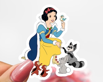 Snow White and Friends Sticker, Cartoon Disney Sticker Decal, Princess Snow White Sticker