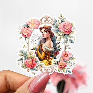 Belle Sticker, Disney Beauty & Beast Decal, Princess Sticker