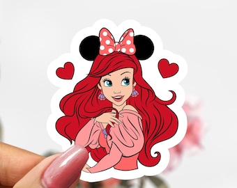 Disney Ariel Mouse Ears Sticker, Ariel Sticker Decal, Little Mermaid Sticker