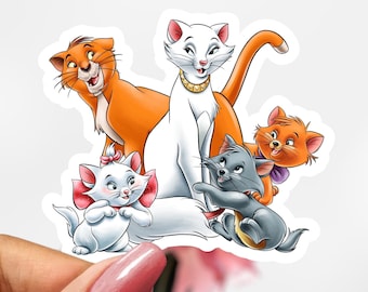 Aristocats Sticker, Disney Marie Cat Sticker Decal, Tea Cup Sticker