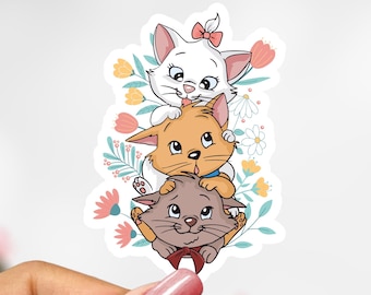 Aristocats Sticker, Disney Marie Cat Sticker Decal, Tea Cup Sticker