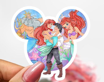Ariel Mouse Ears Sticker, Ariel Under the Sea Sticker Decal