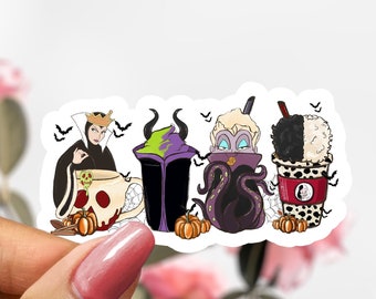 Evil Villians Halloween Coffee Sticker, Disney Halloween Coffee Sticker Decal
