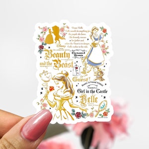 Belle Sticker, Disney Beauty & Beast Decal, Princess Sticker