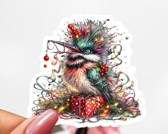 Christmas Bird Sticker, Bird Sticker Decal
