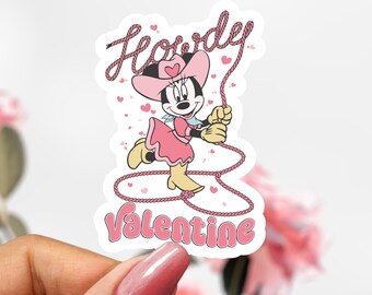 Howdy Valentine Minnie Mouse Sticker, Disney Sticker Decal