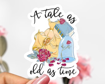 Tale as Old As Time Belle Sticker, Disney Beauty & Beast Decal, Princess Sticker