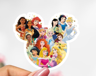 Princesses Mouse Ears Sticker, Disney Princess Sticker Decal