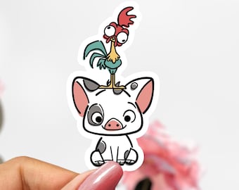 Hei Hei & Pua Moana Sticker, Disney Moana Decal, Chicken Pig Sticker