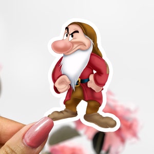 Seven Dwarfs Grumpy Sticker,  Disney Sticker Decal, Snow White Grumpy Sticker
