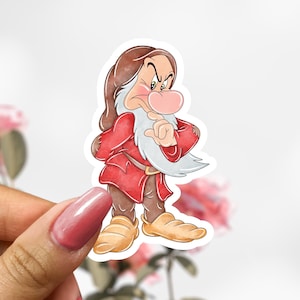Seven Dwarfs Grumpy Sticker,  Disney Sticker Decal, Snow White Grumpy Sticker