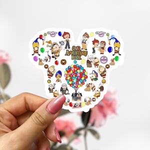 Up Movie Sticker, Pixar Mouse Ears Sticker, Carl, Russel and Dug Sticker, Our Adventure