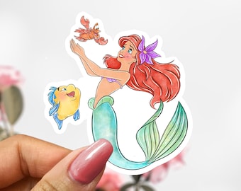 Disney Ariel & Flounder, Sebastian, Sticker, Ariel Sticker Decal, Little Mermaid Sticker