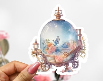 Disney Cinderella Globe Carriage Sticker, Princess Globe Sticker Decal,