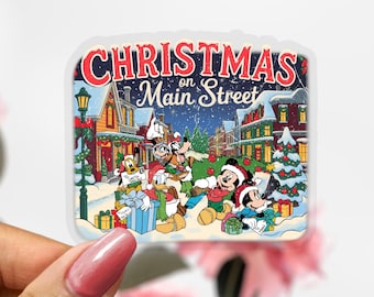 Transparent Christmas on Main Street Mickey Sticker, Disney Sticker Decal