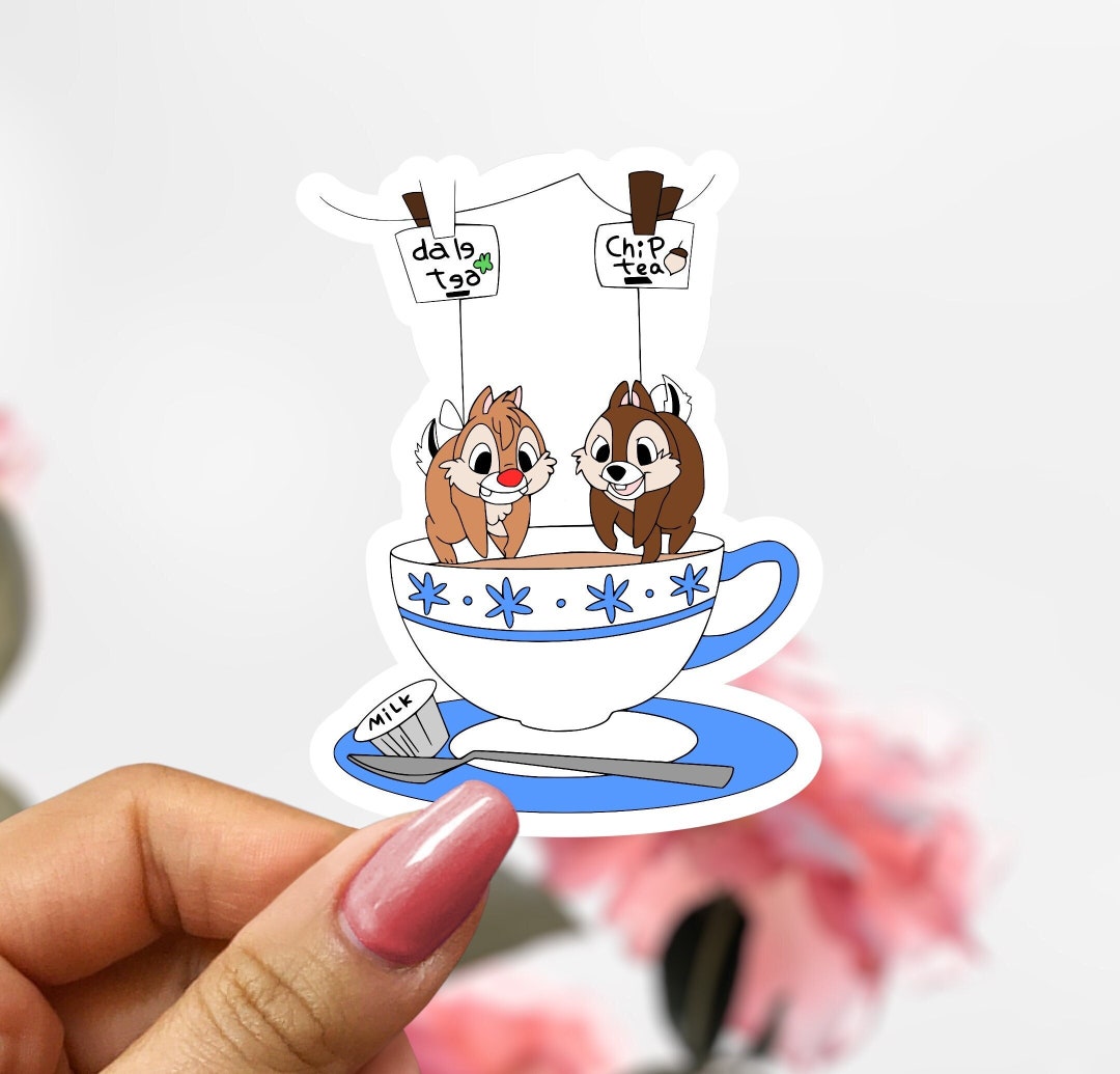 Chip & Dale Teacup Sticker, Chipmunk Sticker, - Etsy