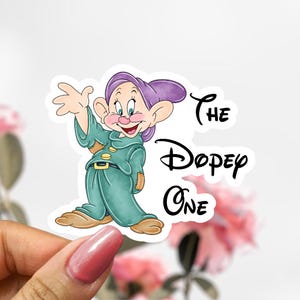 Seven Dwarfs Dopey Sticker, The Dopey One Disney Sticker Decal, Snow White Dopey Sticker