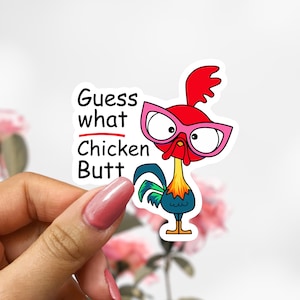 Guess What? Chicken Butt, Hei Hei & Pua Moana Sticker, Disney Moana Decal, Chicken Sticker image 1
