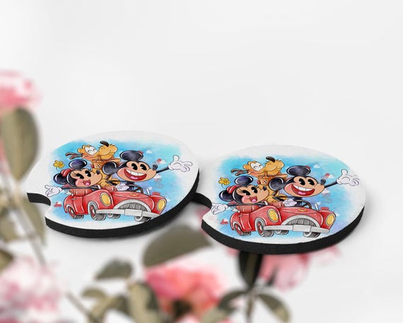 Mickey & Minnie, Pluto, Car Coasters, Disney Coasters - Etsy