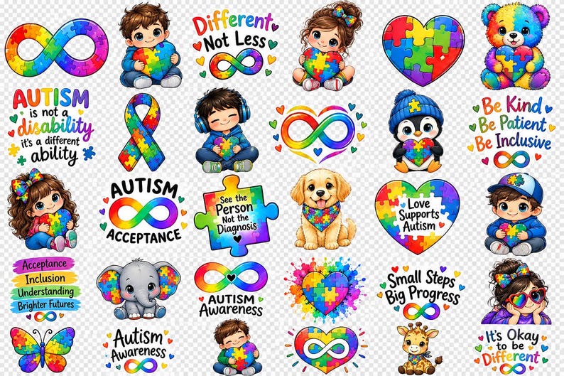 Autism PNG Bundle, 30 Autism Clipart Designs, Autism Awareness Coquette ...