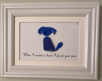 Framed Dog in Sea Glass 7 x 9