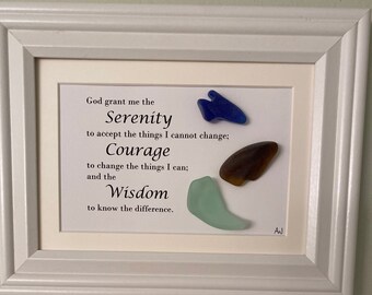 Serenity Prayer in sea glass 7 x 9