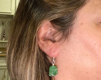 Green Beach Glass Earrings