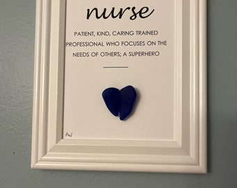 Nurse with Sea Glass Heart 7 x 9