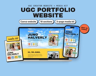 UGC Portfolio Website and Media Kit, Editable Canva Template for Content Creators, Rate Card