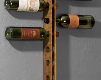 Wall mounted walnut wine rack