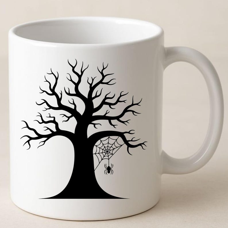 Spooky Tree Spider Web SVG, Creepy Dead Tree Halloween Cut File, Gothic ...