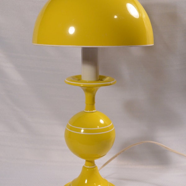 Mid Century Modern Vintage Bright Yellow Round Tin Lamp