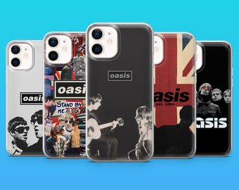 Cover per telefono Oasis, cover musicale Britpop Rock Band per iPhone 18, 17 Pro, 16, 15, 14, 13, 12, Samsung S26, S25, S24, A16, A56, Pixel 11, 10 Pro