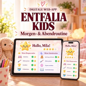 Routine Planner for Children – Morning and Evening Routines with Star System | Digital Web App & Printable Template | ENTFALIA KIDS