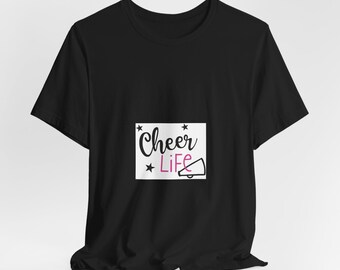 Cheer Life Tee | Cheerleading Megaphone, Stars, Sport Spirit