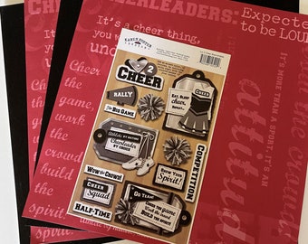 12"x12" Luv 2 Cheer Scrapbook Kit in Red and Black