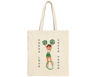 Cheer Loud Cheer Proud Tote Bag | Retro Cheerleader Canvas Carryall