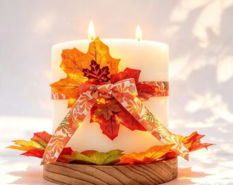 Handcrafted LED Candle Centrepiece — Autumnal Edition