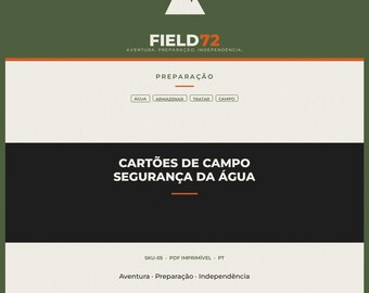 Cartões Campo Segurança da Água PDF / Plano Água Campismo e Casa 72h / Armazenar e Tratar Imprimível